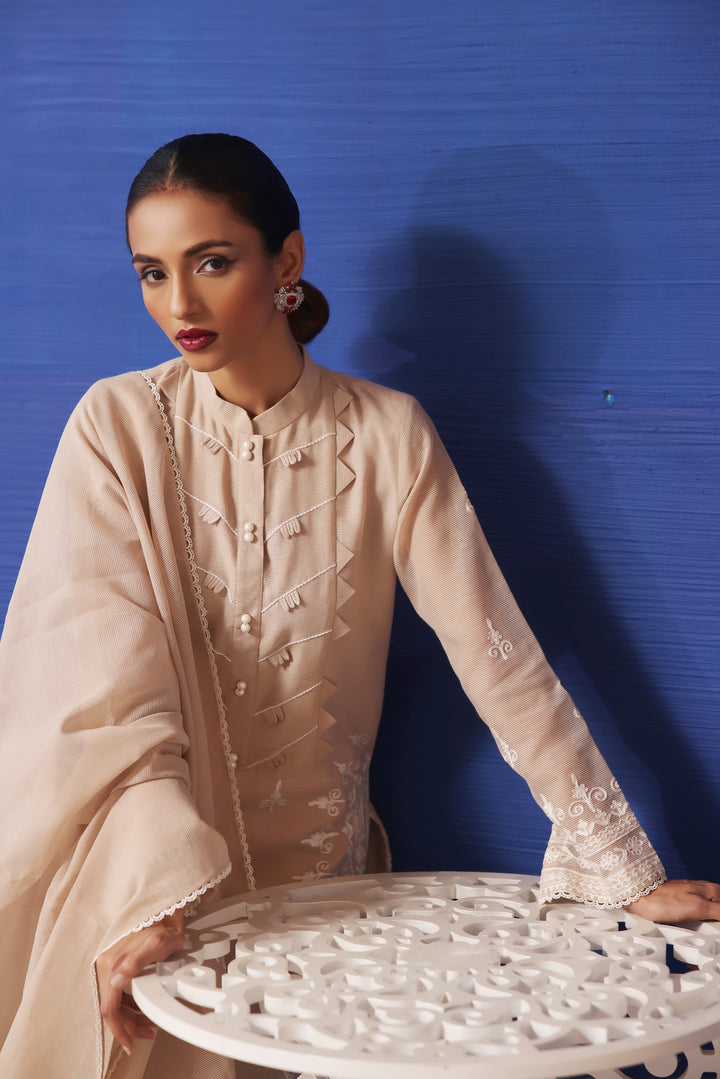  Explore Mona Imran's Naya Collection: The perfect summer fashion with embossed lawn, cotton net, applique work, and resham embroidery.