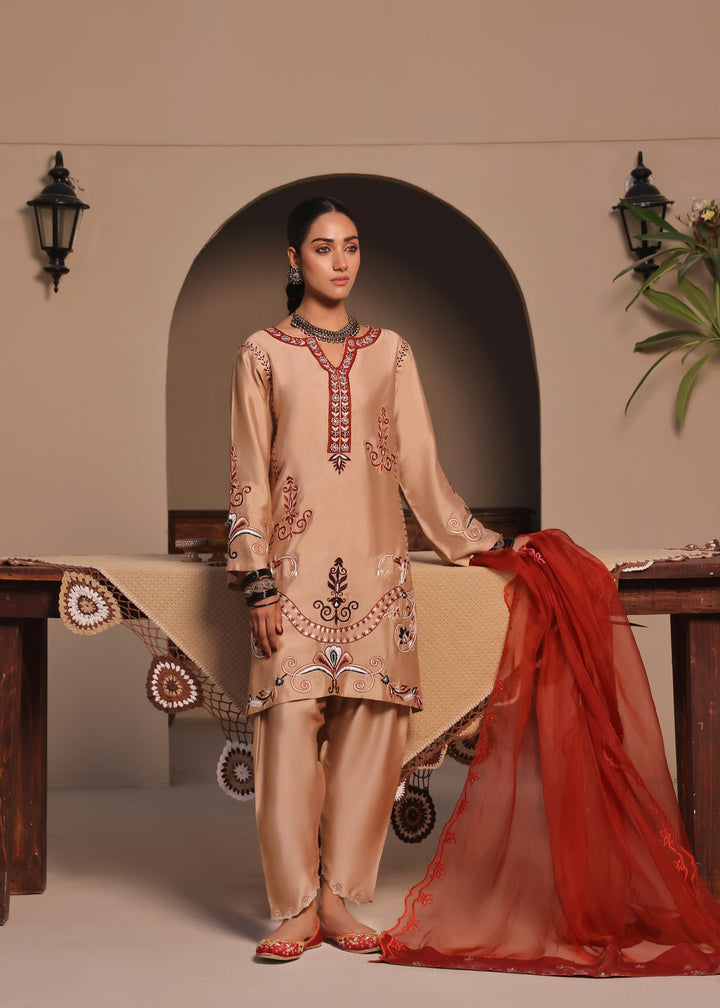  Discover Maya by Mona Imran, featuring intricate Kashmiri handwork on the neckline, daman, sleeves, and back for an elegant look.