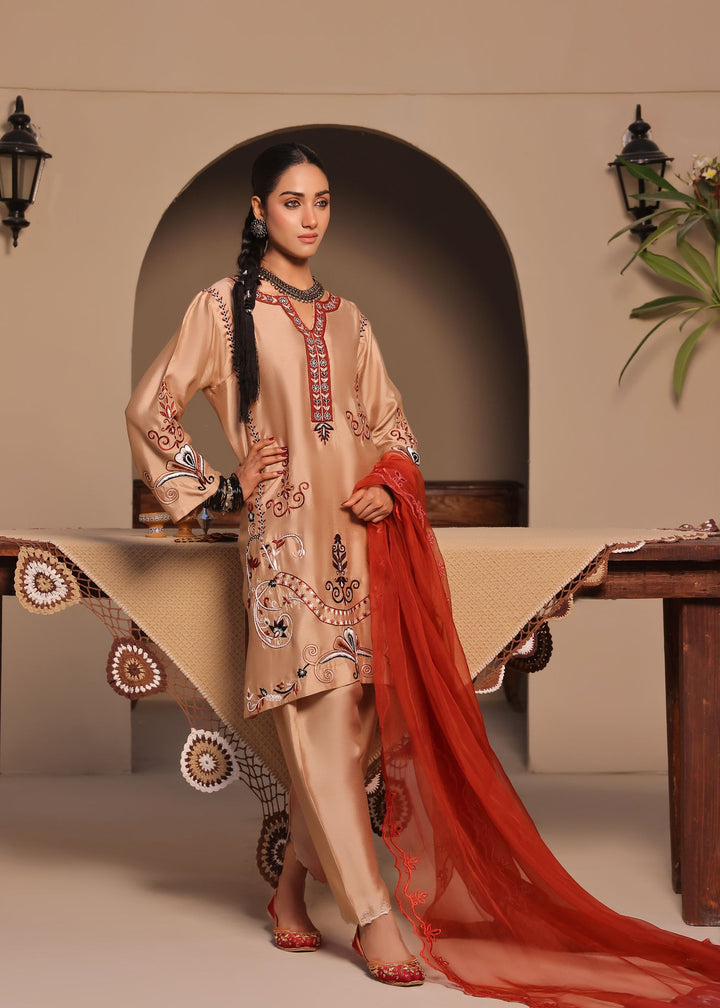  Discover Maya by Mona Imran, featuring intricate Kashmiri handwork on the neckline, daman, sleeves, and back for an elegant look.